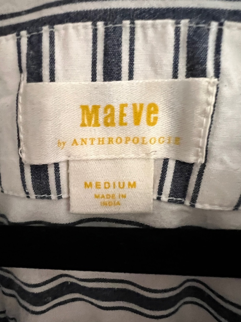 Anthropologie Maeve Navy and White Striped Button-Up Shirt - Picture 2 of 8